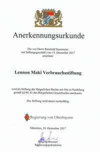 Stiftungs - Urkunde